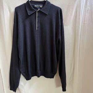 MENS NAT NAST POLO SWEATER SIZE L 100% MERINO WOOL BLACK